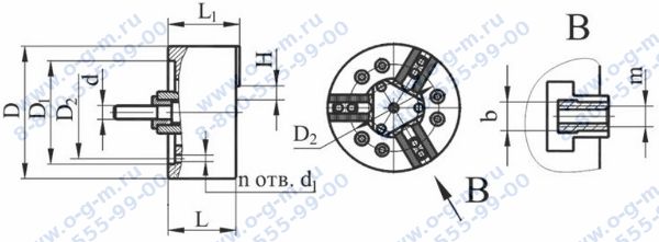 Чертёж патрона токарного БЗСП 3-х кул. 7102-0072М-1-2 d=250мм