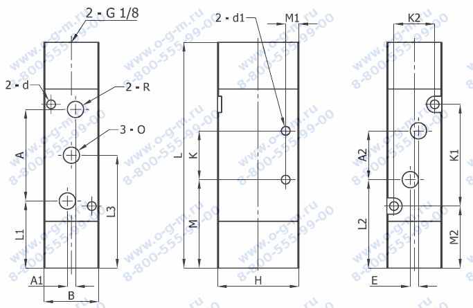 Чертёж пневмораспределителя A1-534-331-007