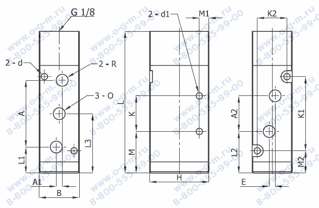 Чертёж пневмораспределителя A1-520-321-010